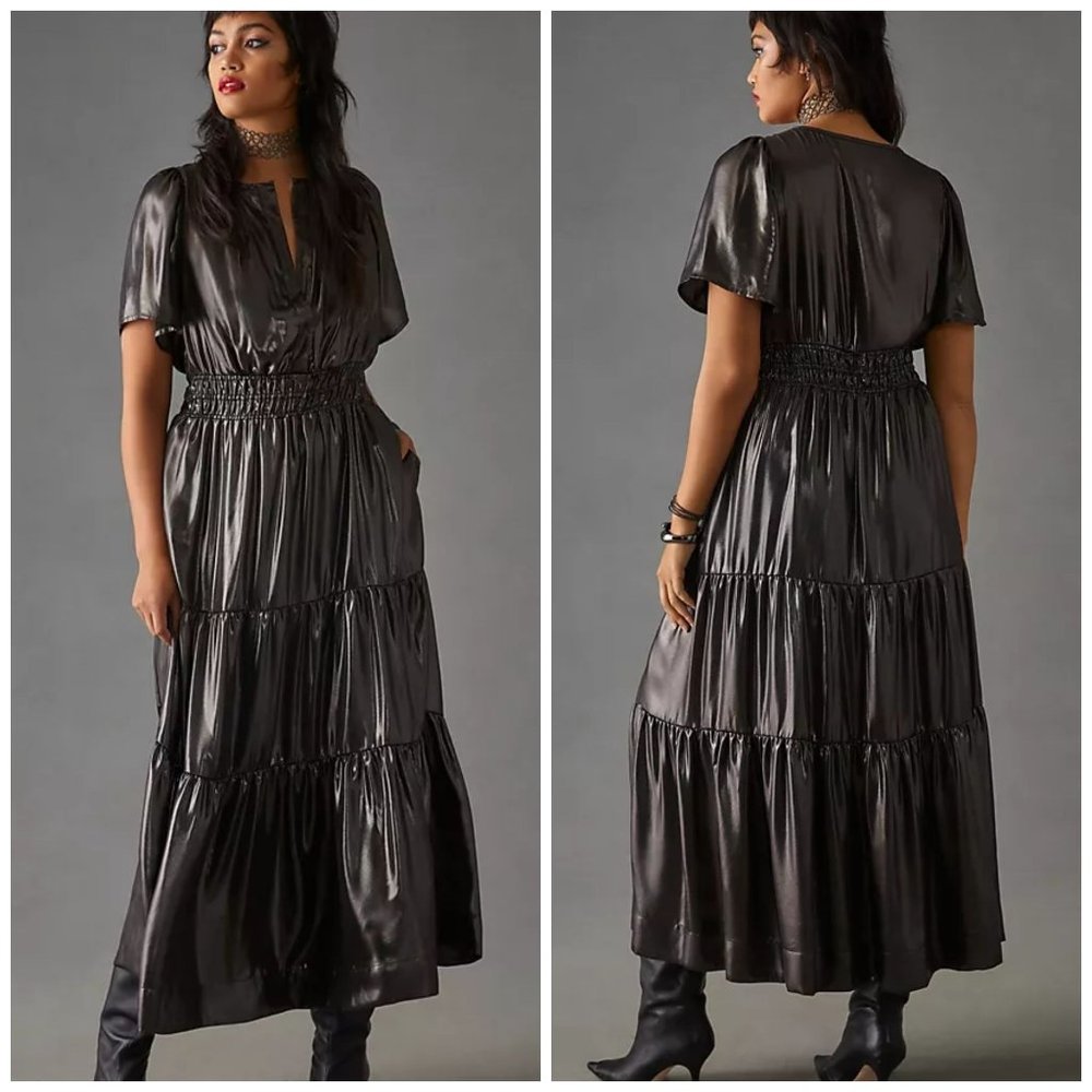 Anthropologie Somerset Maxi Dress Shine Edition 2X NEW Plus Size Metallic Maxi